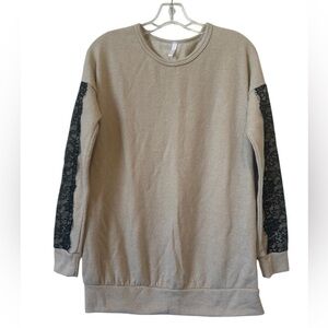 Pink Blush Beige Lace Sleeve Maternity Sweatshirt Top Size Small